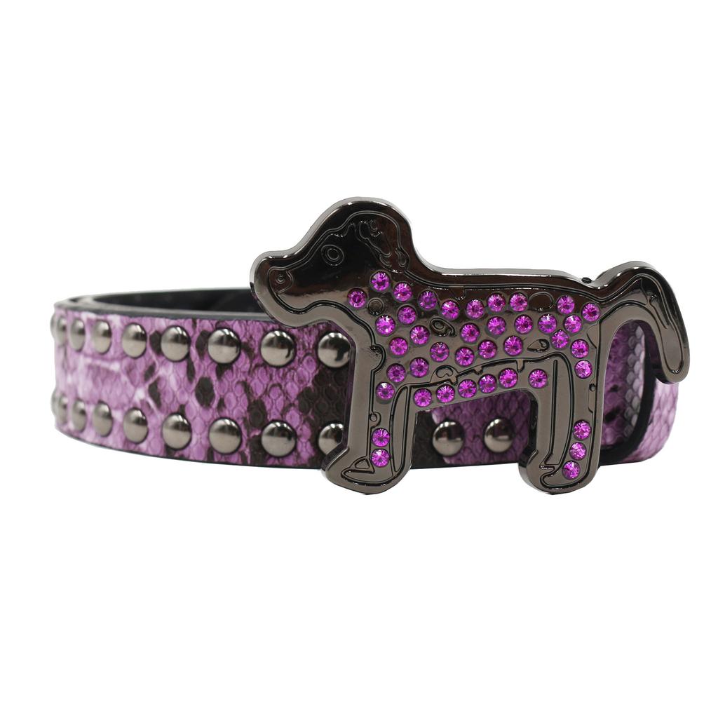 European and American Rhinestone Dog Buckle Belt Rivet Punk Decoration Women's Belt Yabi Decoration Python Pattern Belt