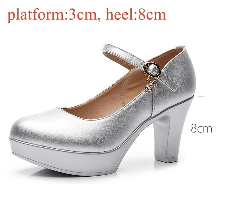 6 8 11 13cm Small Size 32-43 Comfortable Soft Leather Shoes Mary Janes 2025 Womens Block High Heels Shoes Dress Office Model Mom