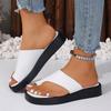 Beach shoes summer large size outer slippers solid color set toe thick sole round head sandals