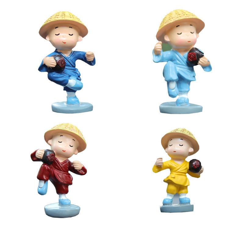 Creative Kung Fu Little Monk Car Air Freshener - Drunken Fist Decor, Set of 4 Monks