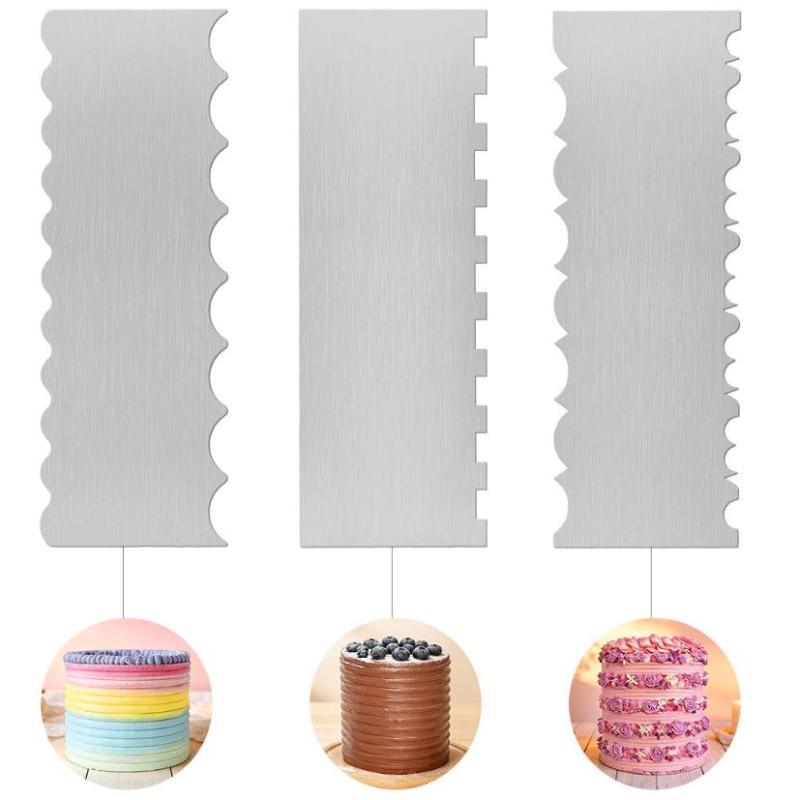 Stainless Steel Cake Smoother Scraper With Double Sawtooth Edge And Rust Resistant Surface Perfect For Home Baking Cake