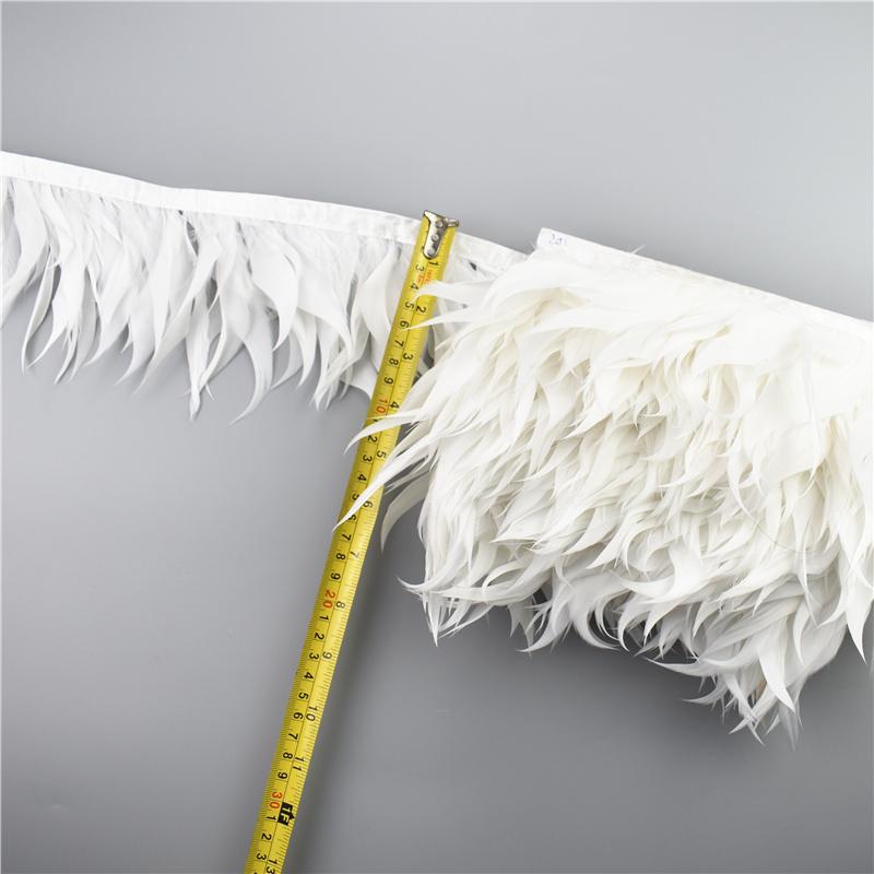 1Meters White Black Pheasant Feathers for Clothes Ribbon on Tape Rooster Goose Turkey Marabou Ostrich Fringe Trim Sewing Decor