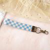 Nyckelring Hänge Rutigt Tryck Faux Läder Handledsrem Nyckelring Armband med Snabbfäste Fjäderring Kvinnor Nyckelhållare