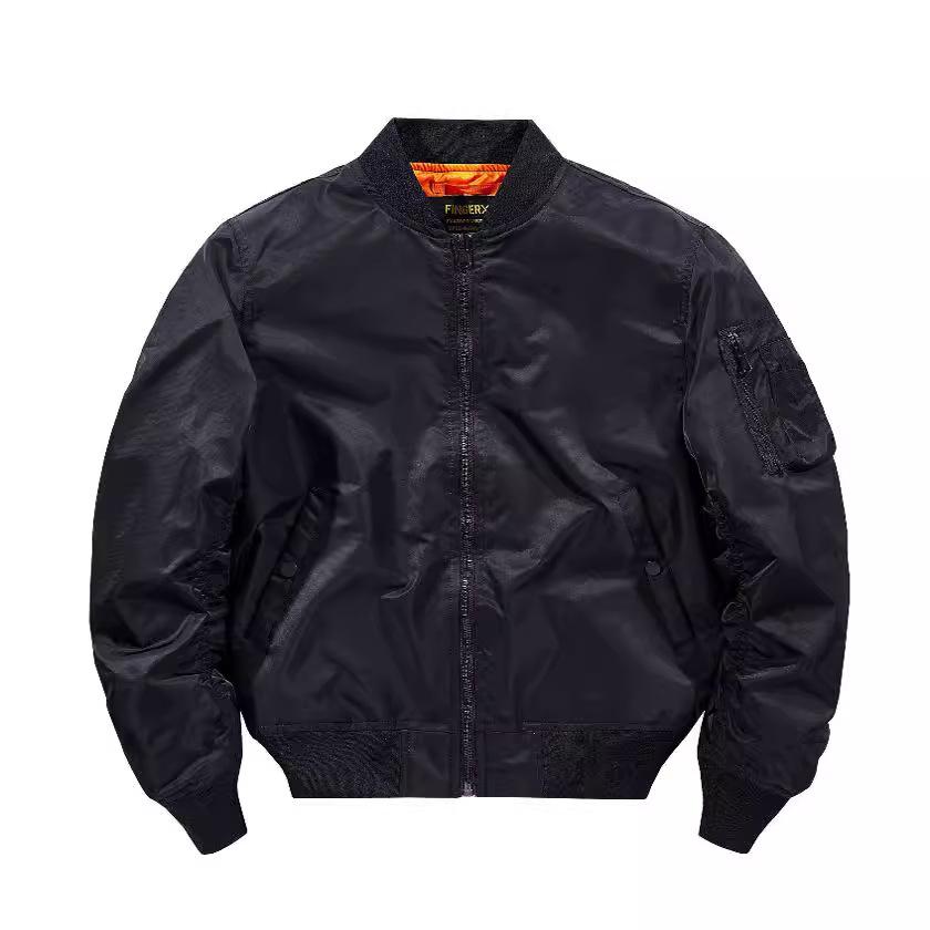 Pilotná bunda pánska bomber bunda Pánske retro bomber bundy Pánska ležérna jednofarebná bunda na zips Voľný strih Pánske kabáty