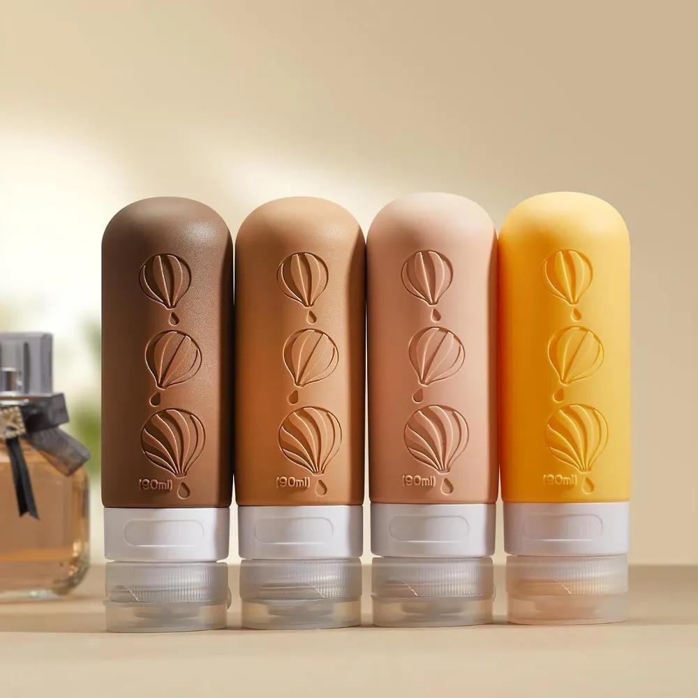 Sada 4 cestovních lahví s úložným vakem, cestovní velikost, prázdné nádobky na tekutý krém, lahvička s jemným rozprašovačem