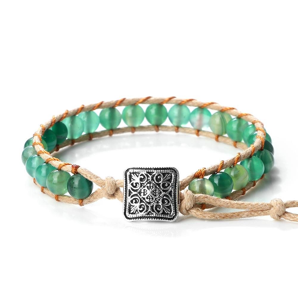 Retro Bohemian Handmade Woven Bracelet with Emperor Stone and 3D Beads