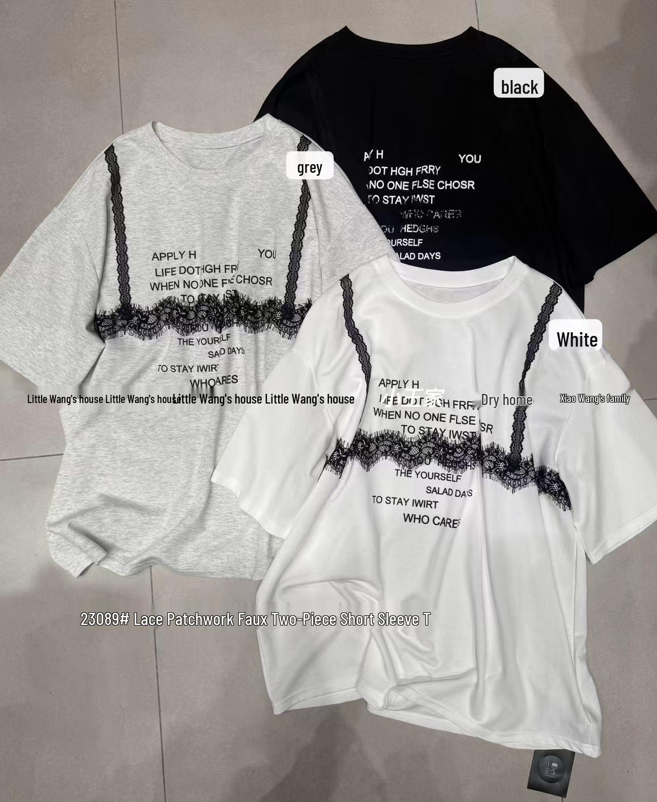 

Повседневная кружевная футболка большого размера в корейском стиле от Сяо Вана One size серый