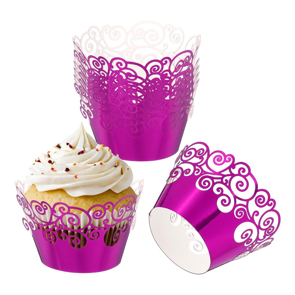 50 Pack Cupcake Wrappers Paper, Baking Cups Standard Cloud Decoration for Anniversary Birthday Weddings and Parties, Pink