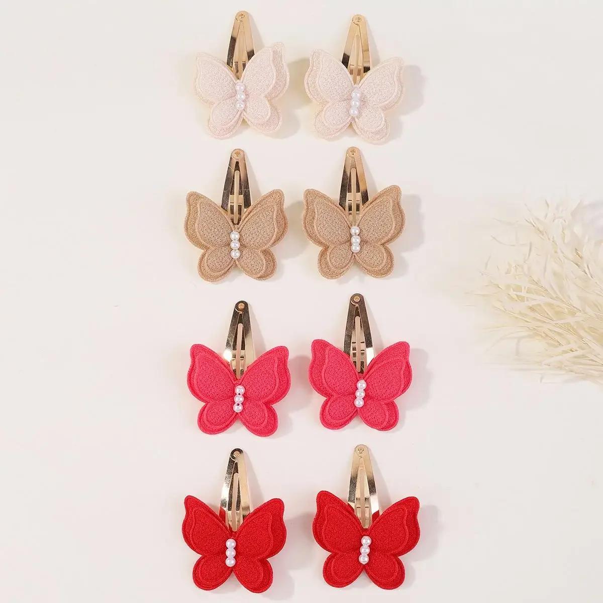

8pcs/set Women Girls Butterfly Hair Clip Handmade Hairpins Fashion Two Layered Kids Bows Headwear Baby Hair Accessories
