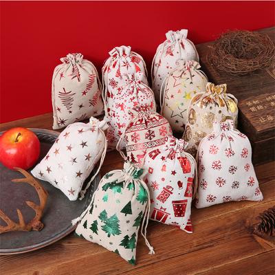 5 Stück/Set Weihnachtsgeschenktasche Kordelzugbeutel für Süßigkeiten Dessert Snacks Weihnachten Verpackungsbeutel Weihnachtsdekoration