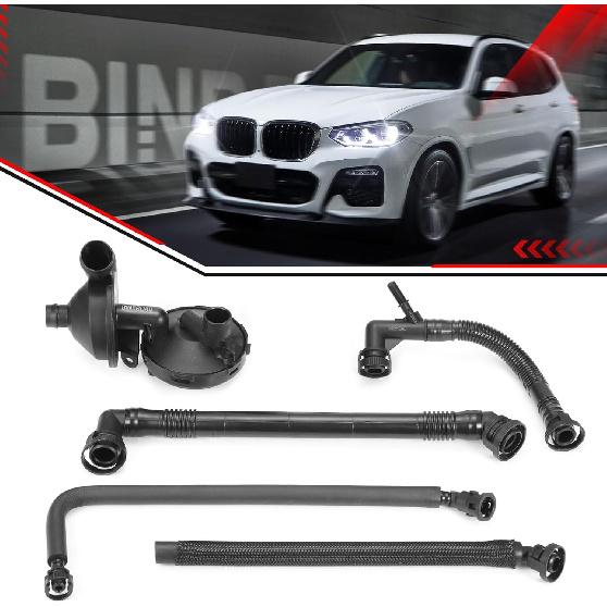 5Pcs Crankcase Vent Valve & Breather Hose Kit 11617504536 + 11611432559 + 11157532649 + 11617504535 + 11617501566 Compatible with BMW 325i 328i 525i