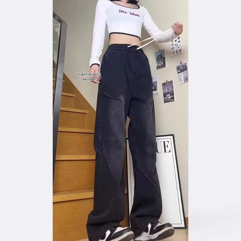 

Мужские широкие джинсы свободного кроя 2025 - Хлопковые брюки прямого кроя в стиле хай-стрит для весны и осени 3XL