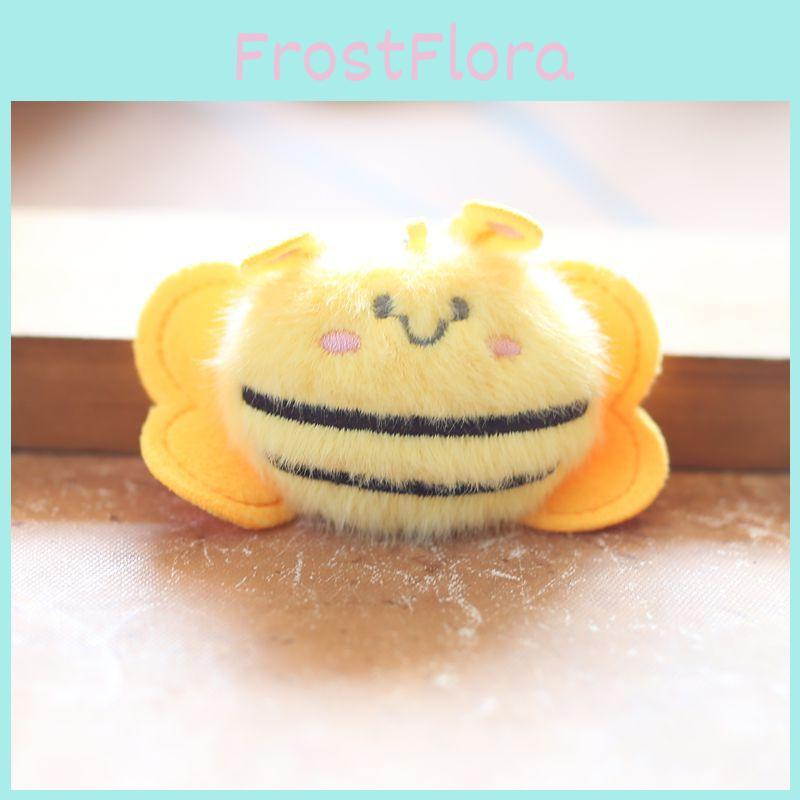 Small Bee Plush Toy Keychain Soft Stuffed Animal With Short Velvet Fur Kids Room Decor Accessory