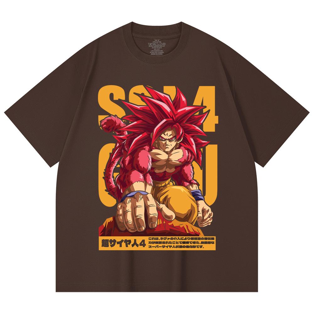 T-shirt unisex in cotone pesante 100% da 230 g/m² con stampa Dragon Ball V42 Goku SSJ4.