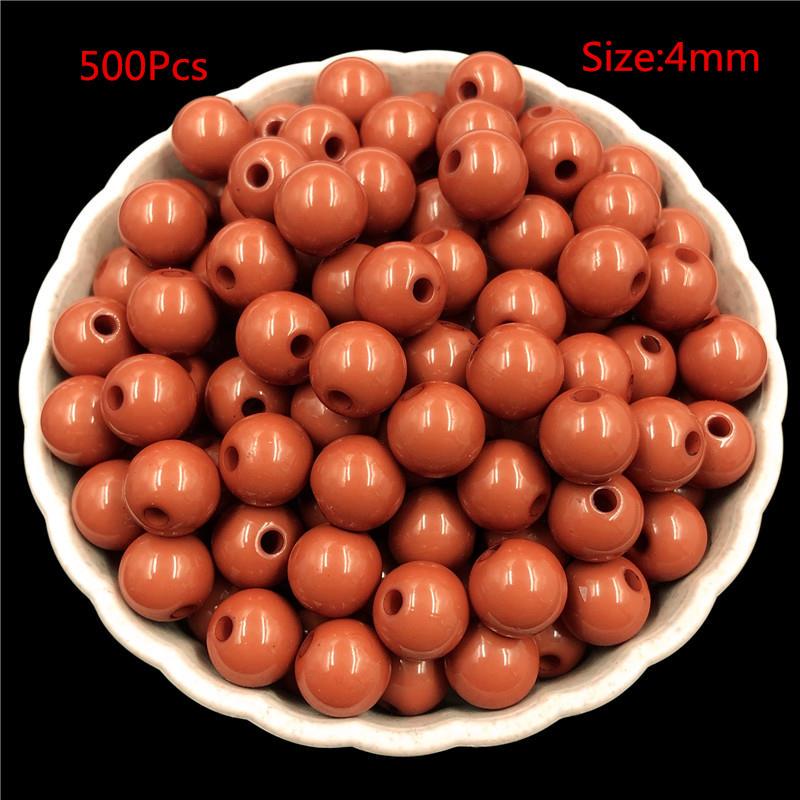 4mm/500 stk Bakte farge hirseperler Glassperler løse perler Kryssperler DIY Materiale Ensfarget risperler DIY perler Håndlagde løse plastperler