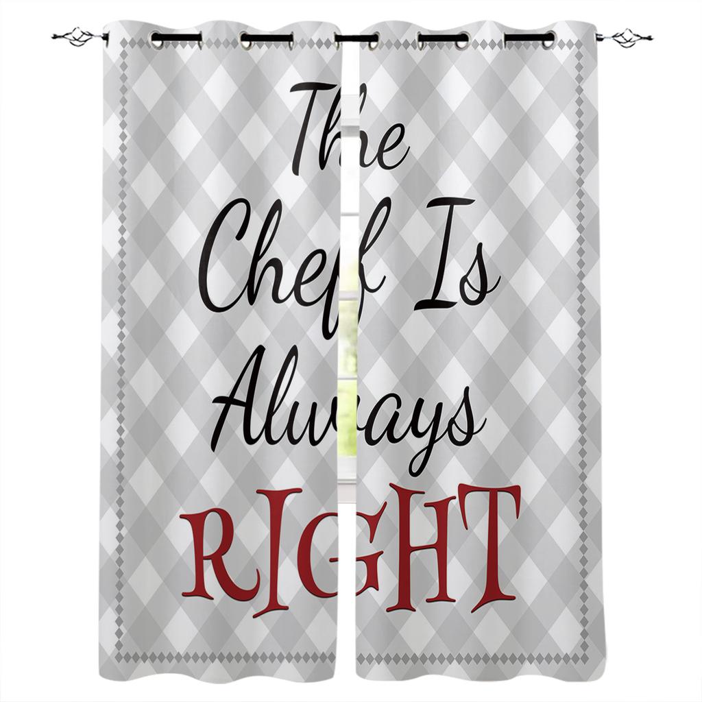 Black And White Plaid Chef Knife Fork Blackout Curtains For Kitchen Bedroom Kids Room Window Treatment Curtains for Living Room