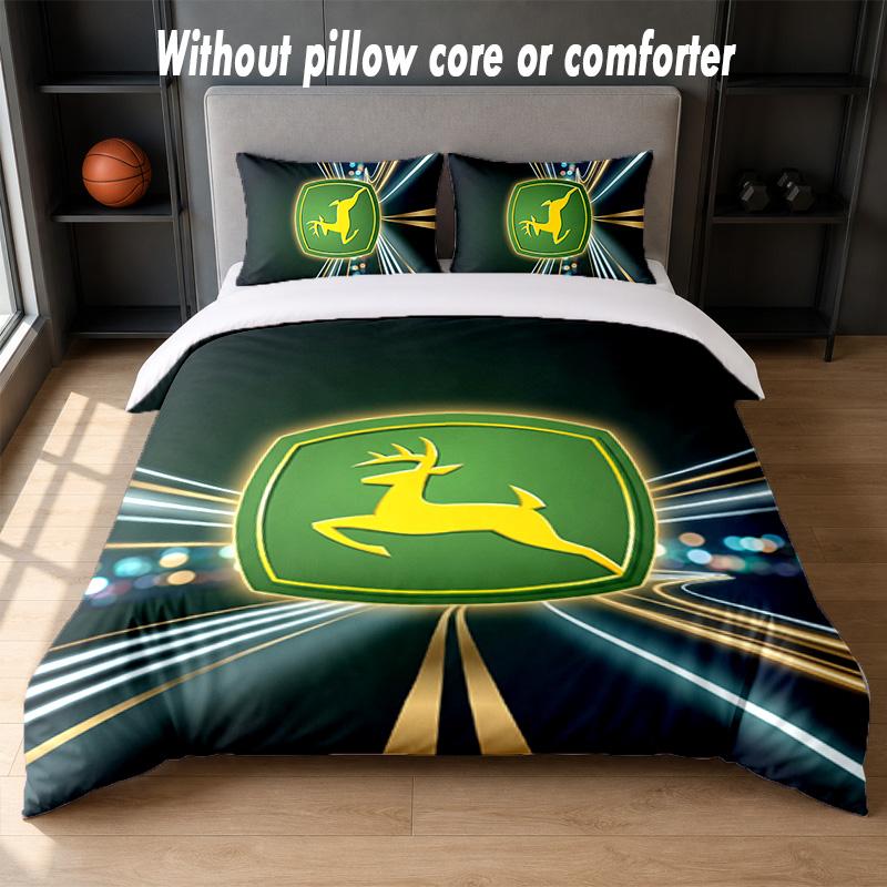 John Deere Design Bed Bedding Set 1 Duvet Cover + 2 Pillowcases Soft Breathable Household Bed Linens