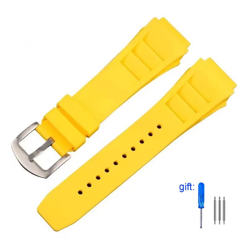 Green Red Black Gray Blue Fresh ear style Rubber Watchband For Richard Mille strap for RM011 Mille Bracelet Watch Band 25mm New
