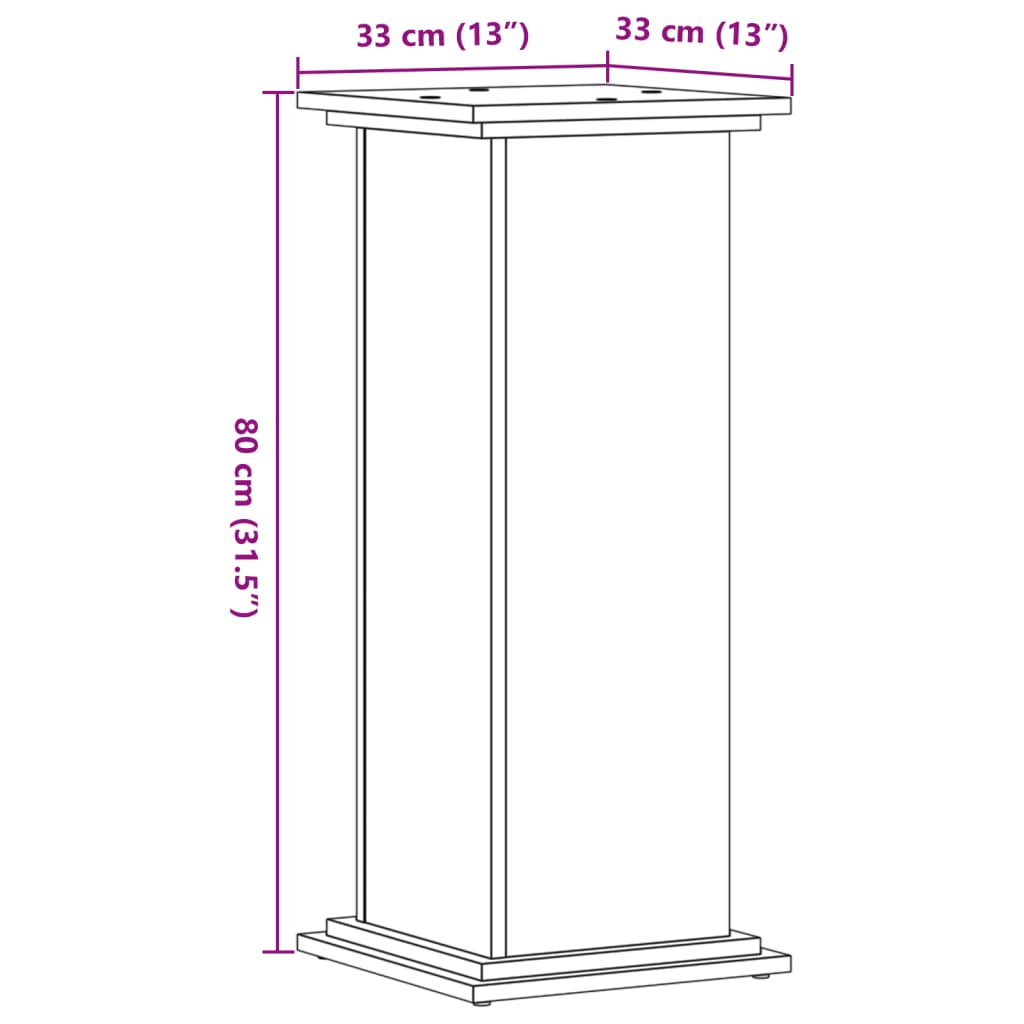 Plant Stand Smoked Oak 33x33x80 cm Wood Based Material