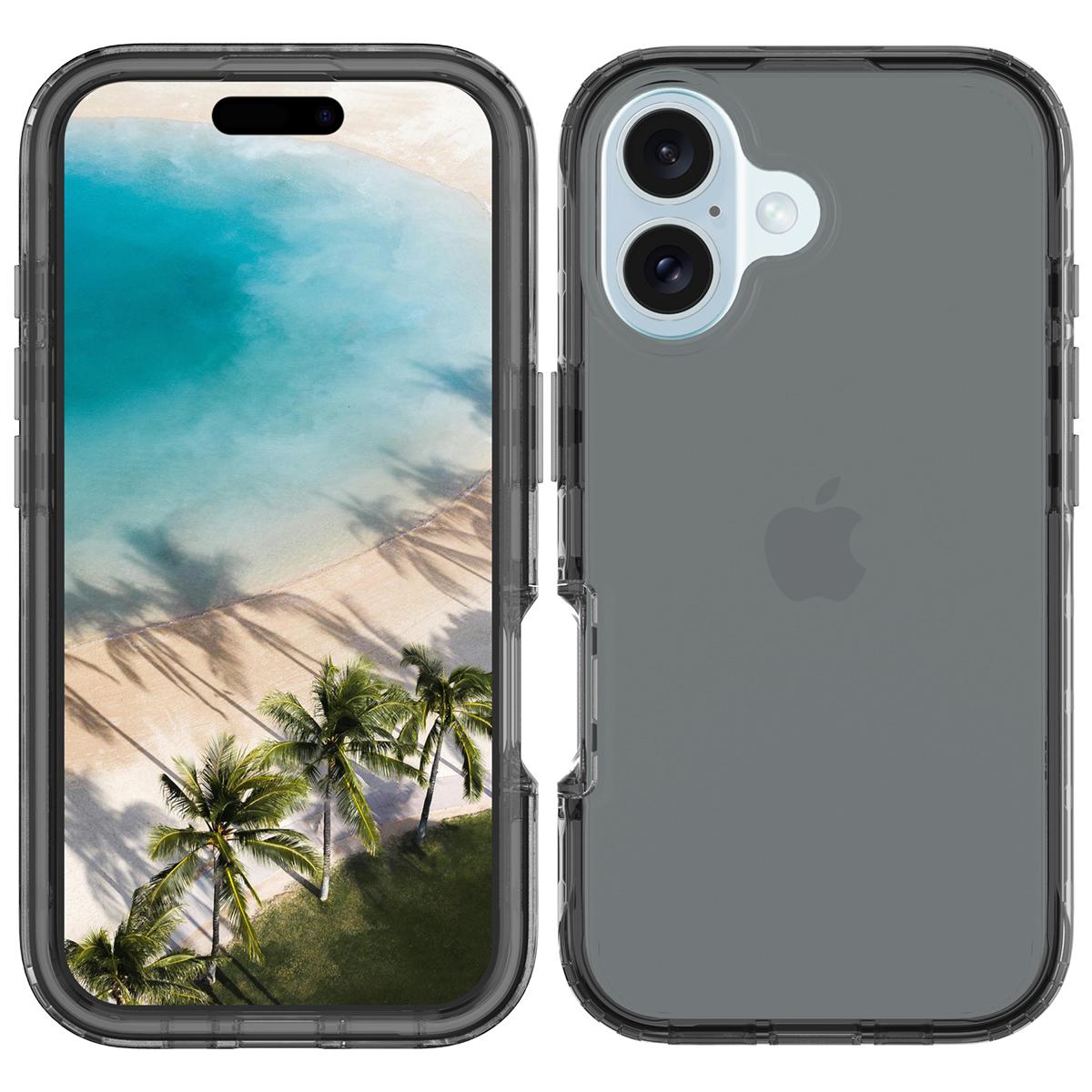 

For iPhone 16 Plus Case Shockproof TPU+PC Hybrid Phone Cover Black