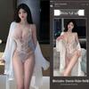 Seductive Lace Bodysuit & Nightgown Set: Tempting Hollow Design