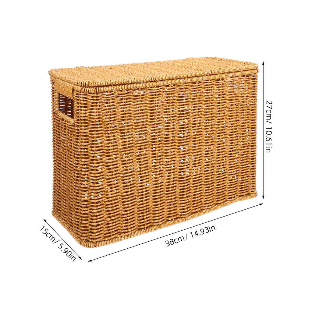 Cajas de Almacenamiento con Tapa Estrecha y Alta Cestas Tejidas Revistero Plástico Hogar Cocina Juguete Verdura Picnic Contenedores con Asas