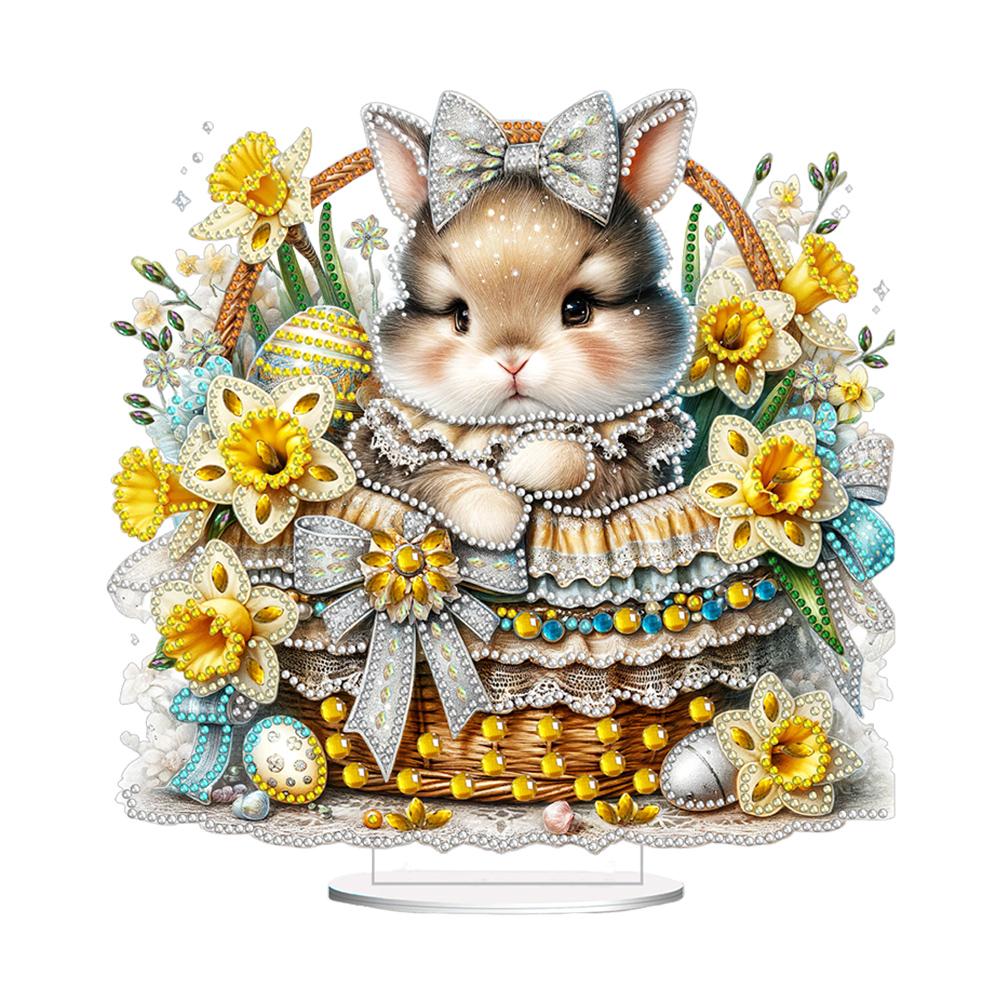 2D Flat Easter DIY Diamond Painting Desktop Ornaments Kit Special Shape Diamond Painting Desktop Decorations for Adults Beginner