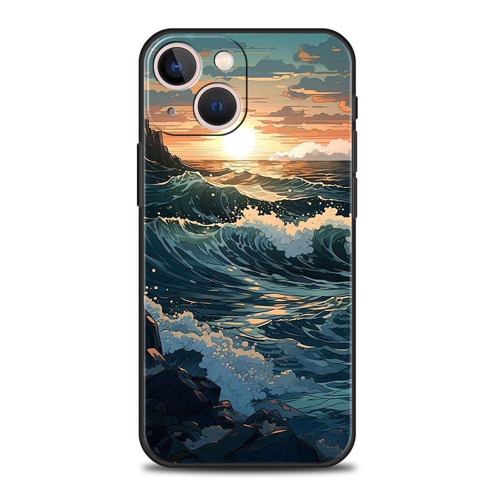 Landscape Art Phone Case For iPhone 16 13 15 14 12 11 Pro MAX XR X SE XS 7 8 Plus Soft TPU Shell Cover