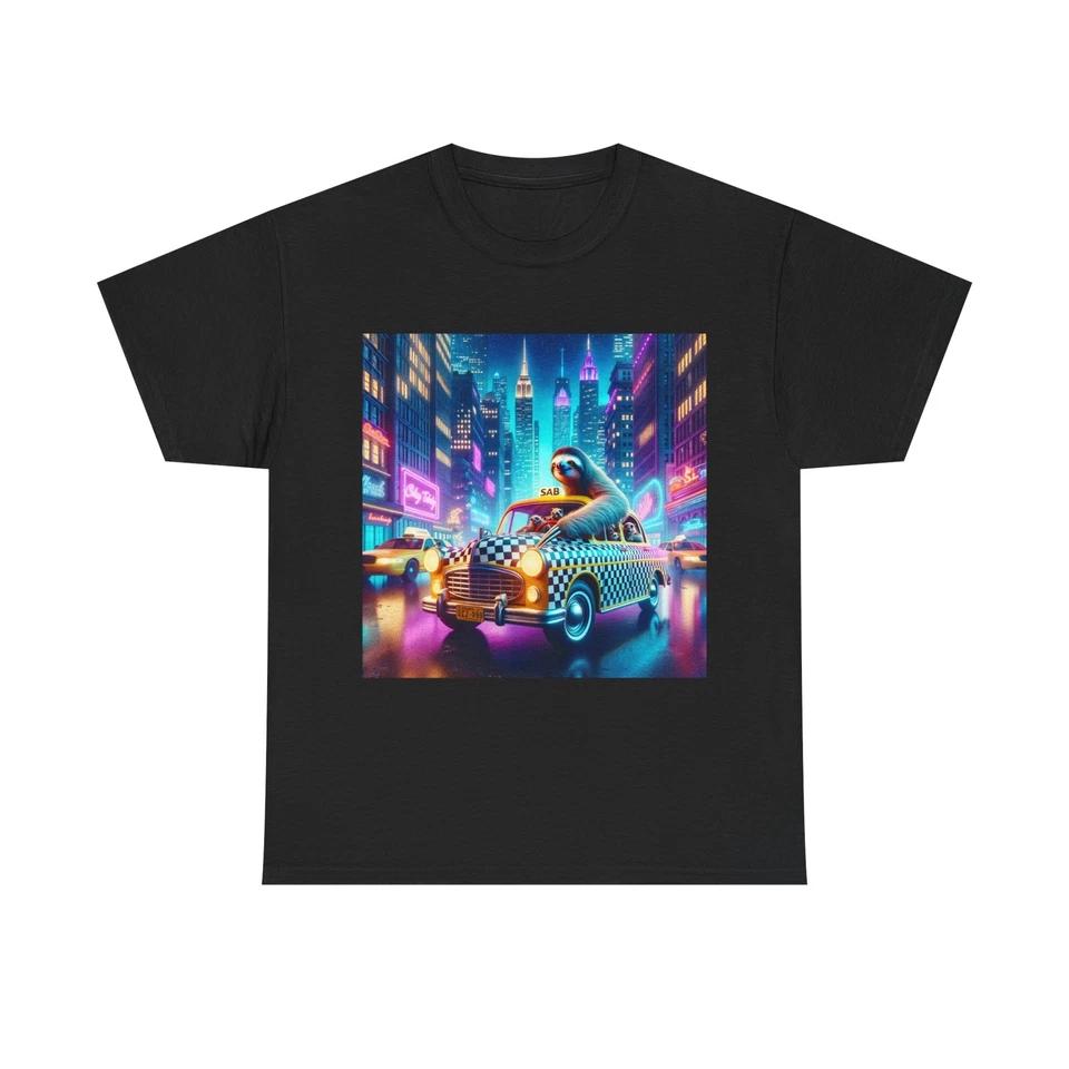 Unisex Adult T Shirt Retro Sloth Taxi Driver M