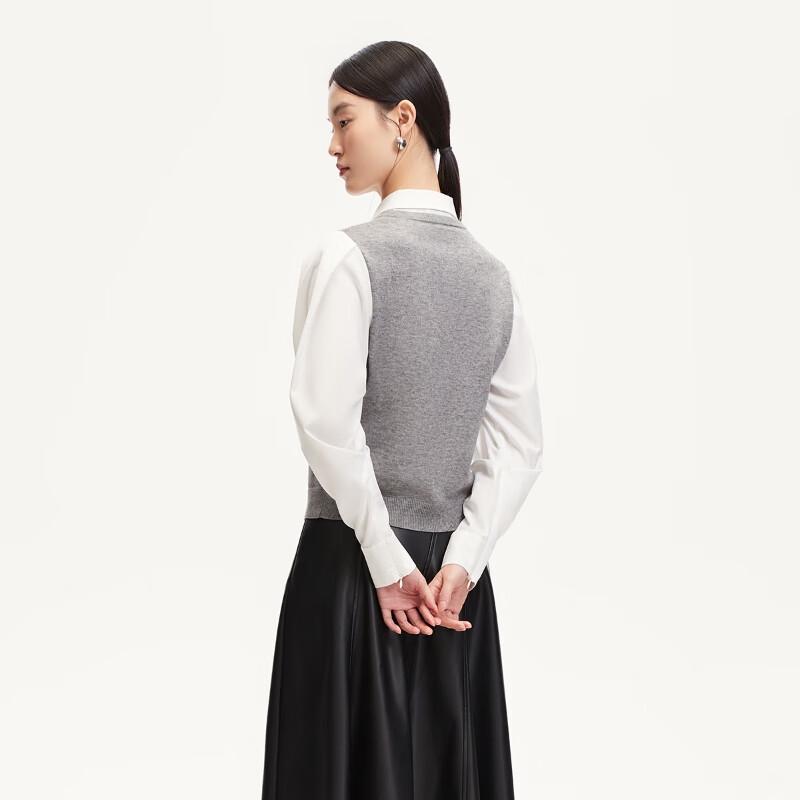 VEROMODA Faux Two-Piece Lantern Sleeve Knit Patchwork Shirt