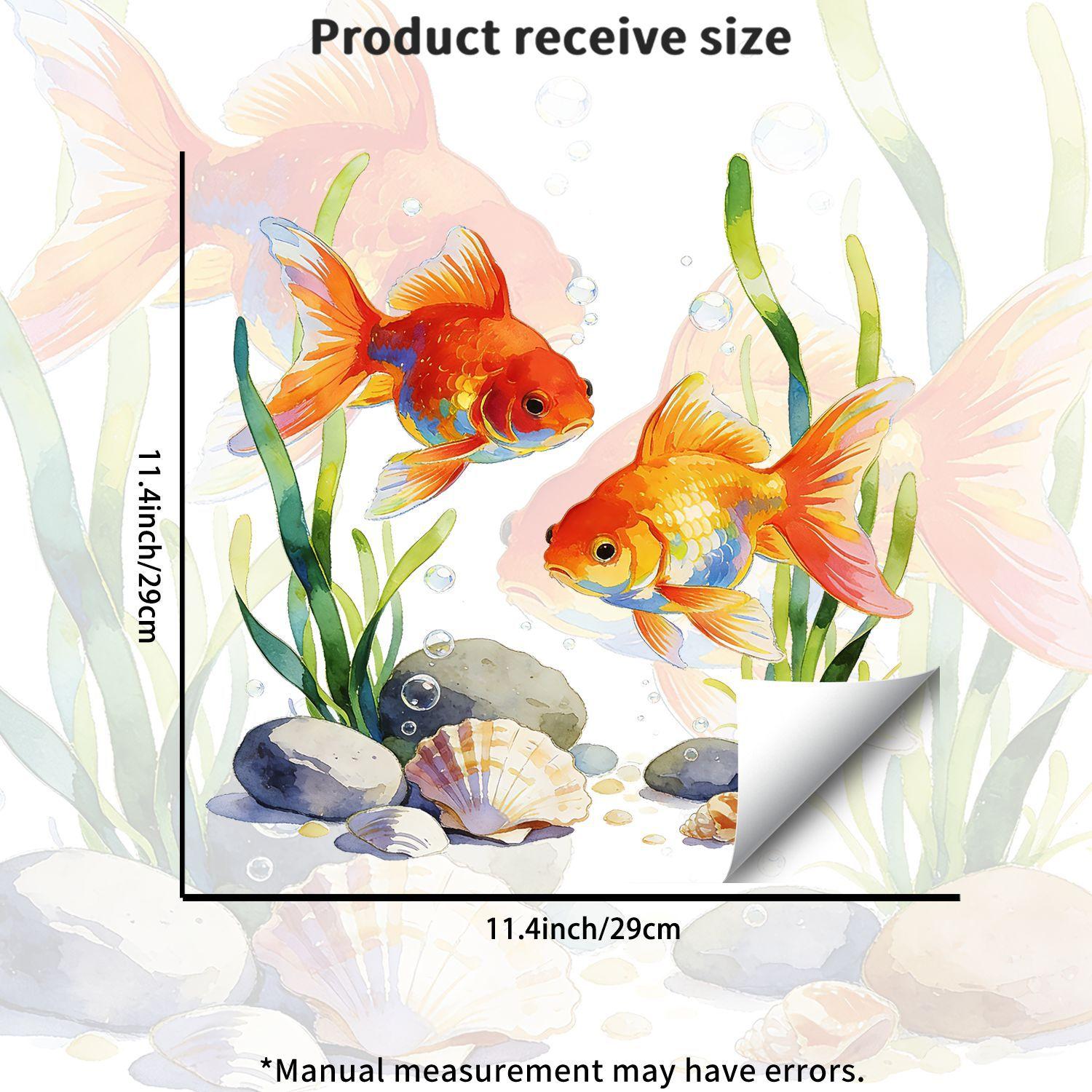 

Creative Goldfish Playing Water Static Cling Wall Sticker for Living Room Bedroom Study Home Decor 29x29cm різнокольоровий