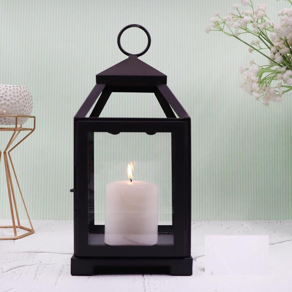 Glass Iron Lantern with One Pillar Candle Lantern for Home Decoration|Candle Holders for Home Decor Pack of 1