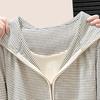 Women's Striped Faux Two-Piece Hooded Long Sleeve Top