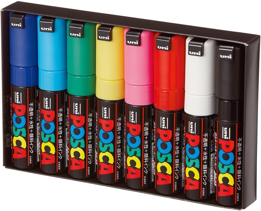 

Mitsubishi Pencil Posca Ink (Bulk Purchase) PC-8K 8-Color Markers, PC-8K.8C (x3)