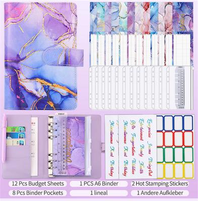 A6 Marble Colorful Money Budget Planner Binder Zipper EnvelopesCash Envelopes For Budgeting Money Organizer For Budget Binde
