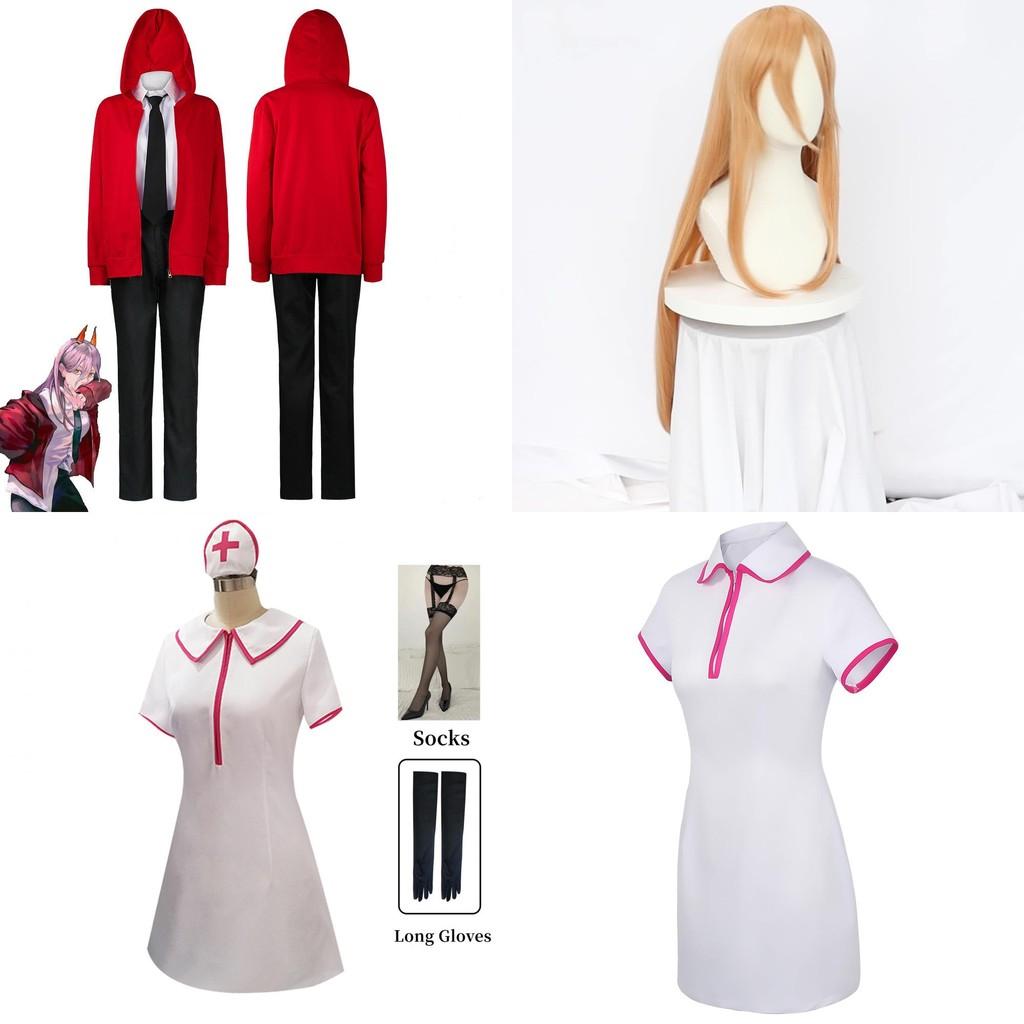 Oszałamiający kostium Chainsaw Man Makima Power z peruką Reze na imprezę Halloweenową