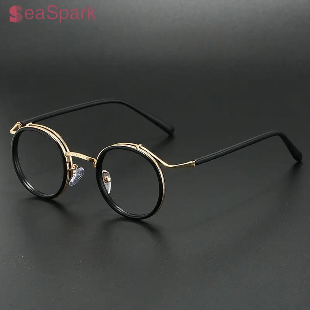 

High Quality Retro Round Glasses Fashion Exquisite Anti-blue Light Flat Glasses UV protection Durable Eyeglasses Blackgold Color