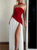 Spring/Summer 2026 European & American Women's Strapless Backless Solid Color Slit Long Dress