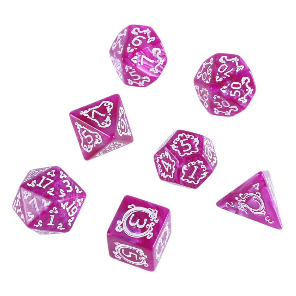 7Pcs Acrylic Polyhedral Dices Multi-Sided Game Dices Dragon Pattern Board Game Dices for Role Playing Table Game