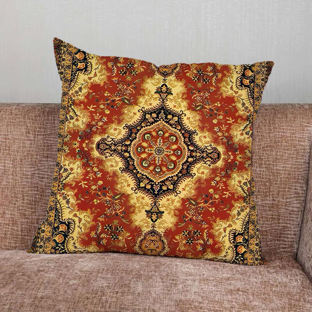 Persian Carpet Floral Pattern Pillow Case For Home Bedroom Car Office Decoration Living Room Sofa Cushion Cover Suitable