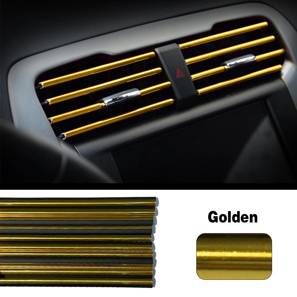 10Pcs Car U Shaped Air Outlet Decorative Strip Universal Chrome-Plated PVC Trim Strip Decor for Auto Interior Styling Accessorie