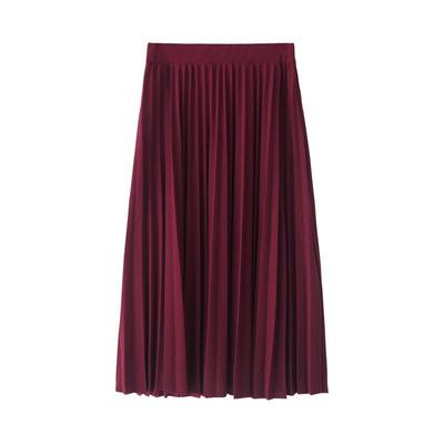 Spring and Summer Chiffon Skirt Mid-length Pleated Skirt Elastic High Waist Slim Fit Loose Skirt