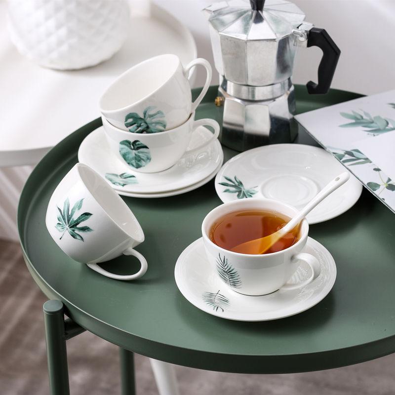 Simple Nordic Style Flower Coffee Cup and Plate Two-piece Set of Ceramic Cup Water Cup Afternoon Tea Milk Cup