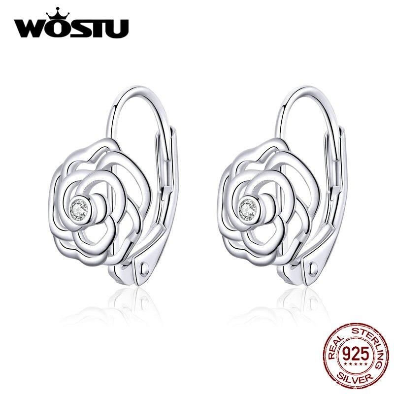 

Серьги-капли WOSTU из стерлингового серебра 925 пробы с розами и цирконием, нежные висячие серьги