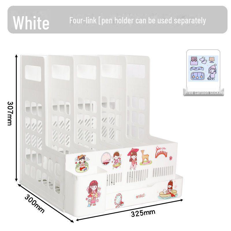 "Office Desk Organizer: File Rack, Basket, Folder Tray, Student Book Stand"