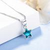 925 Sterling Silver Fantastic Blue Crystal Star Shape Pendant Necklace for Women Charm Necklace Jewelry Gifts S-N290