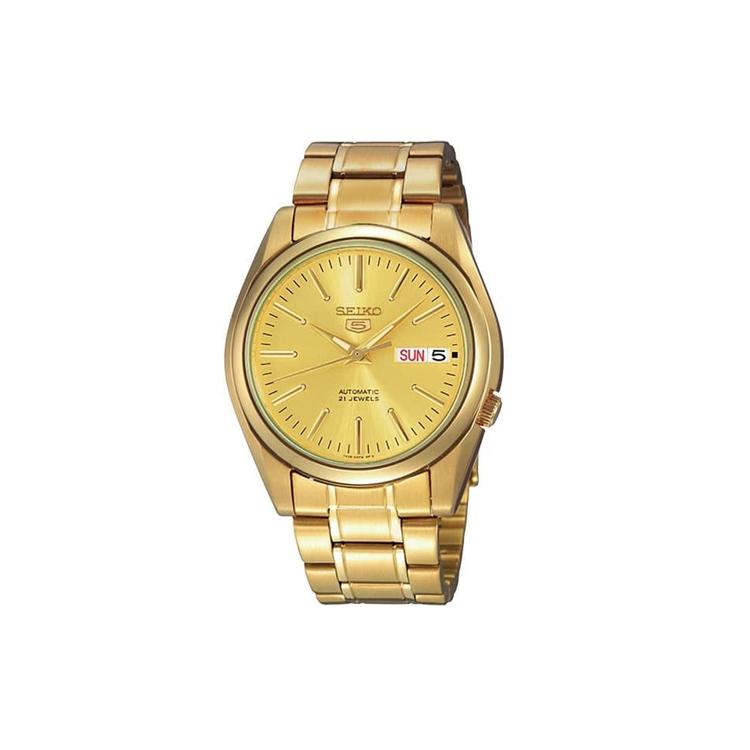 SEIKO 30m Waterproof Automatic Mechanical Movement Gold Plated Stainless Steel Strap Watch SNKL48K1 Gold Dial