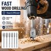 6pcs/1set Natural Color Three Pointed Flat Drill Hexagonal Handle Woodworking Hole Opener Wooden Board Drilling Bit Tool Set