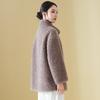 KAISER Women's Shearling Mid-Length Coat with Stand Collar and Toggle Buttons