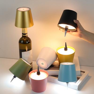 Wireless Wine Bottle Lamp 3 Colors Brightness Adjustable Rechargeable Cordless Touch Control LED Desk Table Lamp Home Office Bar Cafe Decoration